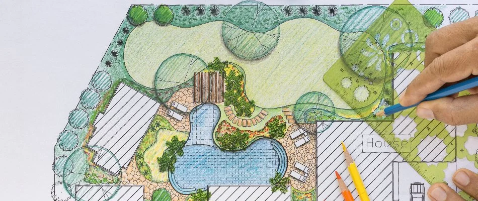 2D design rendering of a landscape in Plano, TX.